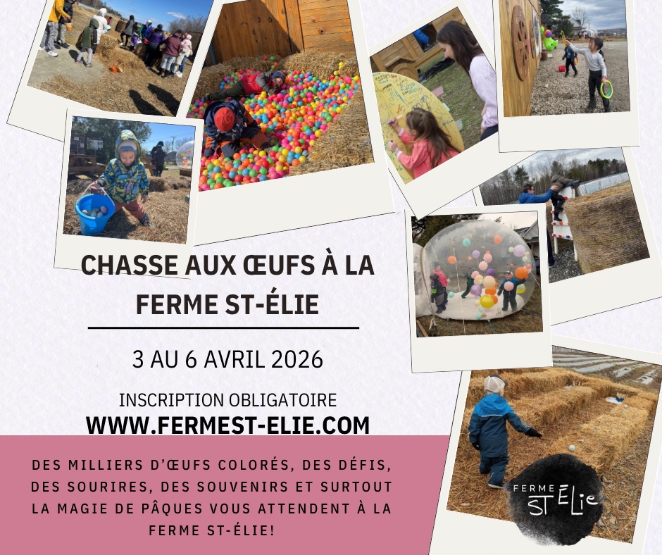 La chasse aux œufs de Pâques revient à la Ferme St-Élie pour une 4ᵉ édition!